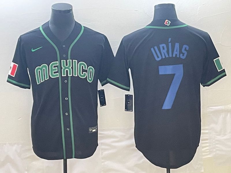 Men 2023 World Cub Mexico #7 Urias Black Nike MLB Jersey10